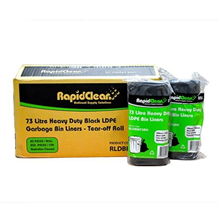 Rapid Clean Garbage Bag Roll 73L Heavy Duty Black 25Roll 10CTN