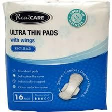 Real Care Ultra Thin Regular Pads With Wings 16 Packet