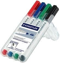 STAEDTLER 341 WP4 LUMOCOLOR WHITEBOARD COMPACT MARKER BULLET POINT WALLET 4