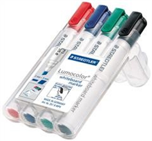 STAEDTLER 351 B WP4 LUMOCOLOR WHITEBOARD MARKER CHISEL POINT WALLET 4