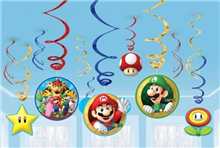 SUPER MARIO BROS HANGING SWIRL DECO 12PK