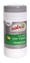 Sabco Antibacterial Wet Wipes 100Tub