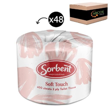 Sorbent Toilet Tissue Soft Touch 2PLY 400SH 48CTN 25003