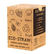Straw Cocktail Paper Black Eco 250PK