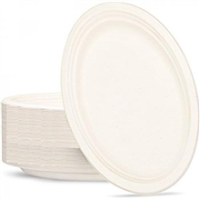 Sugarcane Plate Oval White 50Pk