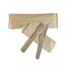 Wooden Fork Knife Napkin Economy Set 400Ctn