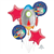 BALLOON FOIL BOUQUET BLAST OFF BDAY 5PK UNINFLATED