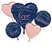Balloon Foil Bouquet Navy Love 5Pk Uninflated