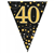 Flag Foil Bunting 40th Birthday Blk  Gold 39M