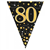 Flag Foil Bunting 80th Birthday Blk  Gold 39M