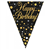 Flag Foil Bunting Happy Birthday Blk  Gold 39M